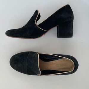 Schutz suede loafer with gold piping size 8.5